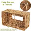 Water Hyacinth Rectangular Tissue Box Cover - Handwoven Natural Decorative Tissue Holder, Fits Standard Rectangular Tissue Boxes for Living Room, Bedroom, Bathroom, Sustainable Home Decor