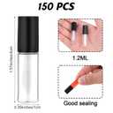 150 Pcs Clear Mini Lip Gloss Tube Containers, Empty Refillable Lip Balm Gloss Containers Bottles Plastic Lipstick Tubes for Women Travel DIY Makeup Personal Cosmetic | Containers
