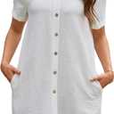 Bsubseach Women's Swimsuit Cover Up Shirt Button Down Short Sleeve Bathing Suit Coverup Summer Beach Dress Small