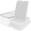 WIBIMEN Mini Ice Cube Trays, 0.55 Tiny Pebble Ice for Iced Coffee & Cocktails, Fast Chill, Easy Twist Release, Stackable with Lid & Storage Bin (4 Pack, White)