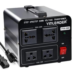 Yinleader 110V to 220V Voltage Converter Transformer 2000W Step Up/Down 110/120 Volt - 220/240 Volt Converter