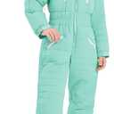 Haloumoning Kids Snow Suit Girls Hooded Waterproof Insulated One Piece Ski Suit 5-14 Years (Sky Blue)