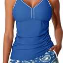 Summer Mae Modest Tankini Swimsuits for Women 2026 Two Piece Bathing Suits with Sporty Pockets Boy Shorts for Tummy Control (XL)