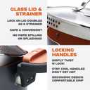 Gotham Steel 5 Quart Stock Pot Multipurpose Pasta Pot with Strainer Lid & Twist and Lock Handles, Nonstick Ceramic Surface Makes for Effortless Cleanup with Tempered Glass Lid, Dishwasher Safe (Graphite)