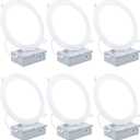 7" Ultra-Thin LED Recessed Ceiling Light with Junction Box, 6000K Cool White 18W LED Panel Can Light 1500LM High Brightness Easy Installation (6 Pack)