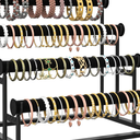 ORLESS 4 Tier Bracelet Holder, Detachable Velvet Jewelry Display Stand, T-Bar Necklace Storage Organizer Display Stand, Metal Bracelet Holder Display for Bangles Watch Bracelets Scrunchies(Black)