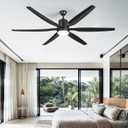 DWVO 66" Black Ceiling Fan with Lights, Modern Smart Ceiling Fan with App & Remote Control, Quiet Reversible DC Motor, 6 Speed, 6 Blade
