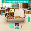 LEEPENK Stainless Steel Bento Box (40oz) with 6oz Condiment Container for Women, Leak Proof Metal Lunch Container with 3 Compartments, Metal Food Storage Lunch box for Work, Travel, Adults