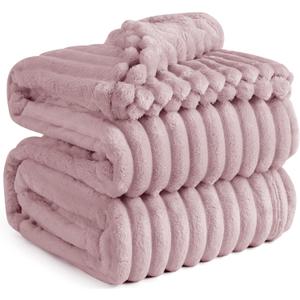 Bedsure GentleSoft Pink Fleece Blanket for Couch - Cozy Soft Blankets for Women, Cute Small Throws for Girls, 90x90 Inches