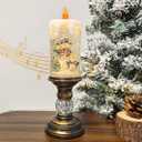 Snow Globe Christmas Lantern Decoration Glittering Snowman  USB Plugin & Battery Operated Music can be Turned Off, Portable Creative Water Glitters Lighted Music Christmas Snow Globe Lantern