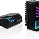 EZDIY-FAB Shield 24-Pin 90 Degree Angle Adapter with Infinity Mirror ARGB Light,ATX 24 Pin Power Connector, 5V 3pin ARGB Sync-90 Degree-Black-1 Pack