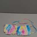 ZAFUL Women's Strapless Bandeau Bikini Top Ribbed V Wired Lace Up Ruffle Tie Swimsuits Bathing Suits Only Top 3-Rose Pink Blue S