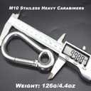 10 PCS M5 2 inch Stainless Steel Heavy Duty Carabiner Clips Keychain with Round Hole Snap Hook Quick Links Safety Chain Rigging Accessories Tool
