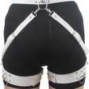 Women's Gothic Leather Thigh Harness – Adjustable Leg Garter Belt for Lingerie, Cosplay, Carnival & Punk Party Outfits (White)