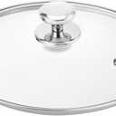 Glass Lid for 11 Inch Stainless Steel Cast Iron Skillets Frying Pans, 28cm Tempered Lids for Dutch Ovens, 11 In Pan Cover with Stainless Steel Rim for Stock Pots, Dishwasher Safe