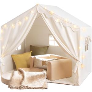 Tiny Land Kids Tent with Mat and Star Lights, Indoor Playhouse for Toddlers, 57"x36"x52" Large Reading Nook for Girls & Boys, Modern Bed Canopy for Kids Room Tiny Land Kids Tent with Mat and Star Lights, Indoor Playhouse for Toddlers, 57"x36"x52" Large Reading Nook for Girls & Boys, Modern Bed Canopy for Kids Room