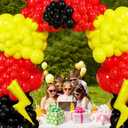 128Pcs Red Black Yellow Balloons Arch Garland Kit, with Cartoon Flash Lightning Foil Balloon,for Superhero Theme Race Car Cartoon Boy Birthday Baby Shower Party Decoration Supplies