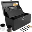 Extra Large Bamboo Stash Box with Combination Lock, Smell Proof Tube & Jar, Storage Containers with Brush & Tray, Great Home Decor & Fathers Day Gift (Black)