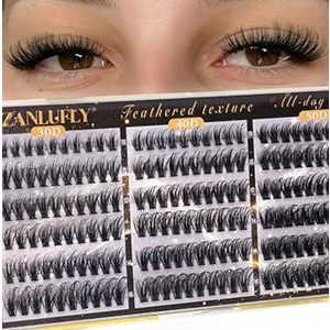 Lash Clusters Wispy Cluster Eyelash Extensions 30D 40D 50D 10-16mm Hybrid Eyelash Clusters Natural Volume Lash Extension 180pcs DIY Individual Lashes D Curly Thin Band Cluster Lashes by ZANLUFLY