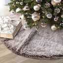 GMOEGEFT Christmas Tree Skirt 36 Inches Brown Plush Faux Fur for Slim Pencil Tree Xmas Holiday Decorations Ornaments