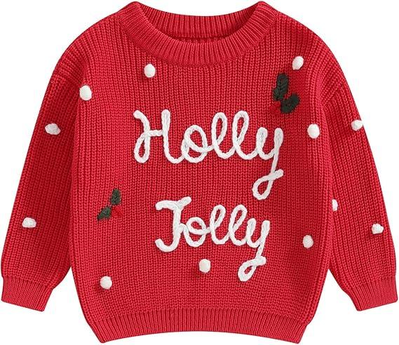 Baby Girl Boy Knit Sweater Blouse Pullover Sweatshirt Warm Crewneck Long Sleeve Tops for Infant Toddler, 2-3 T