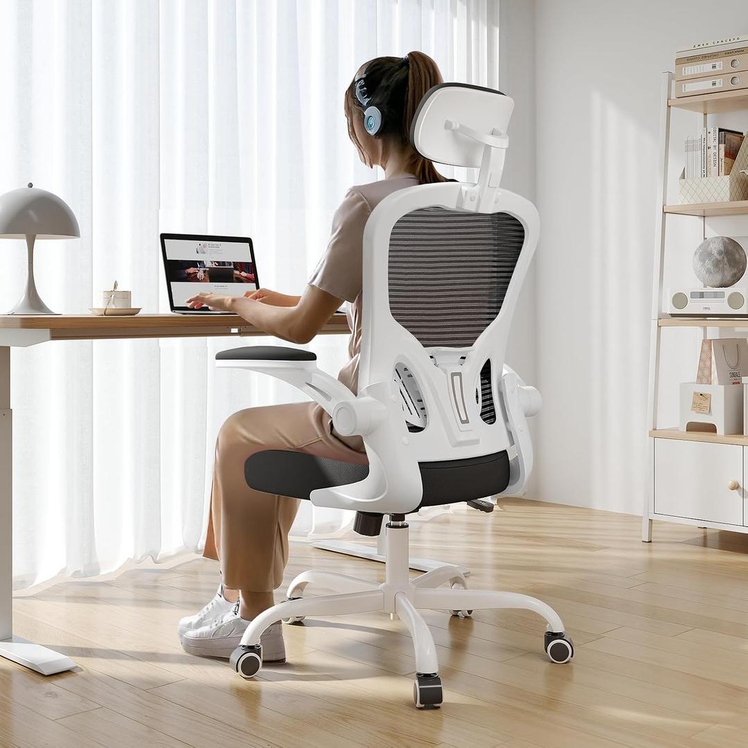 Synorla Office Chair|330LBS Capacity Ergonomic Desk Chair | High Back Computer Chair,Long Hours Comfortable,Rolling Swivel,Flip-up Armrests,Home Office, One Size