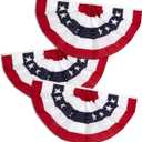 1.5x3 Ft American Pleated Fan Flag Bunting Flags outdoor 4th of July Decorations - Half Banner Pleated Patriotic USA Porch Flags 3-Pack