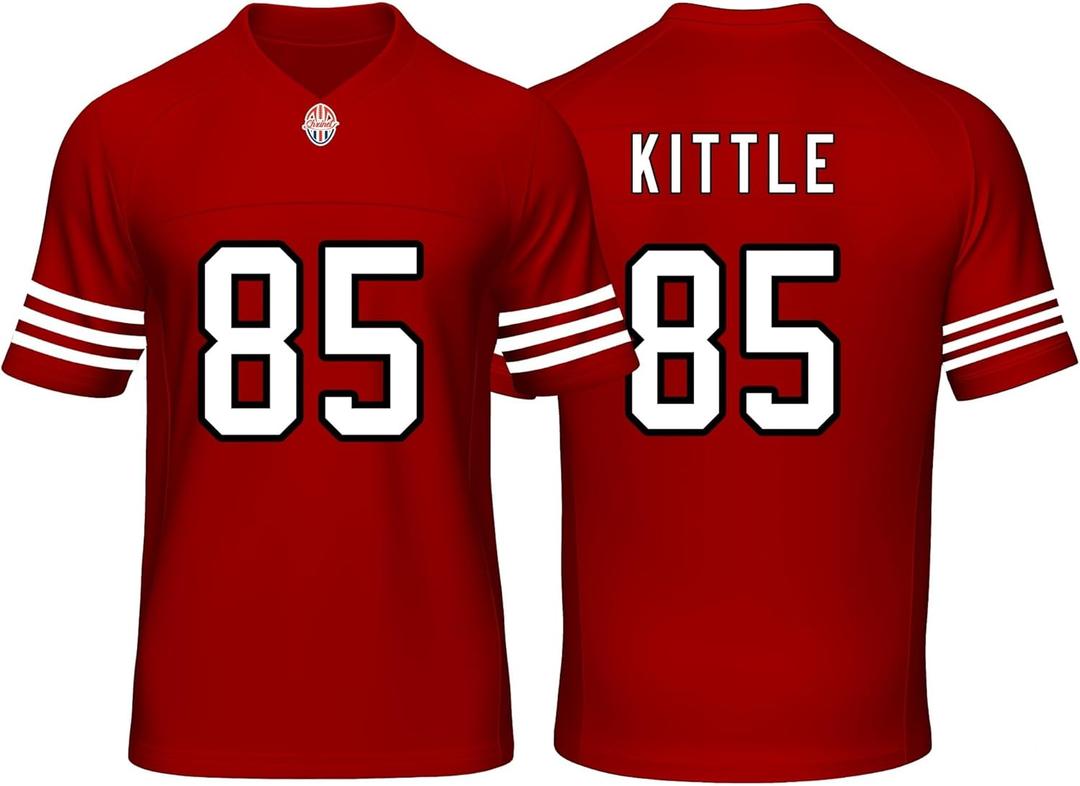 Custom Mens/Youth Football Stitched T-Shirt for Sports Fan Red/White No Brand/Logos (Large)