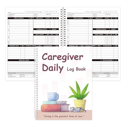 Caregiver Daily Log Book 8.5'' x 11'', 100 Pages Wire-O Spiral Bound Caretaker Daily Task Log for Elderly Senior Care Home Care and Patient Monitoring