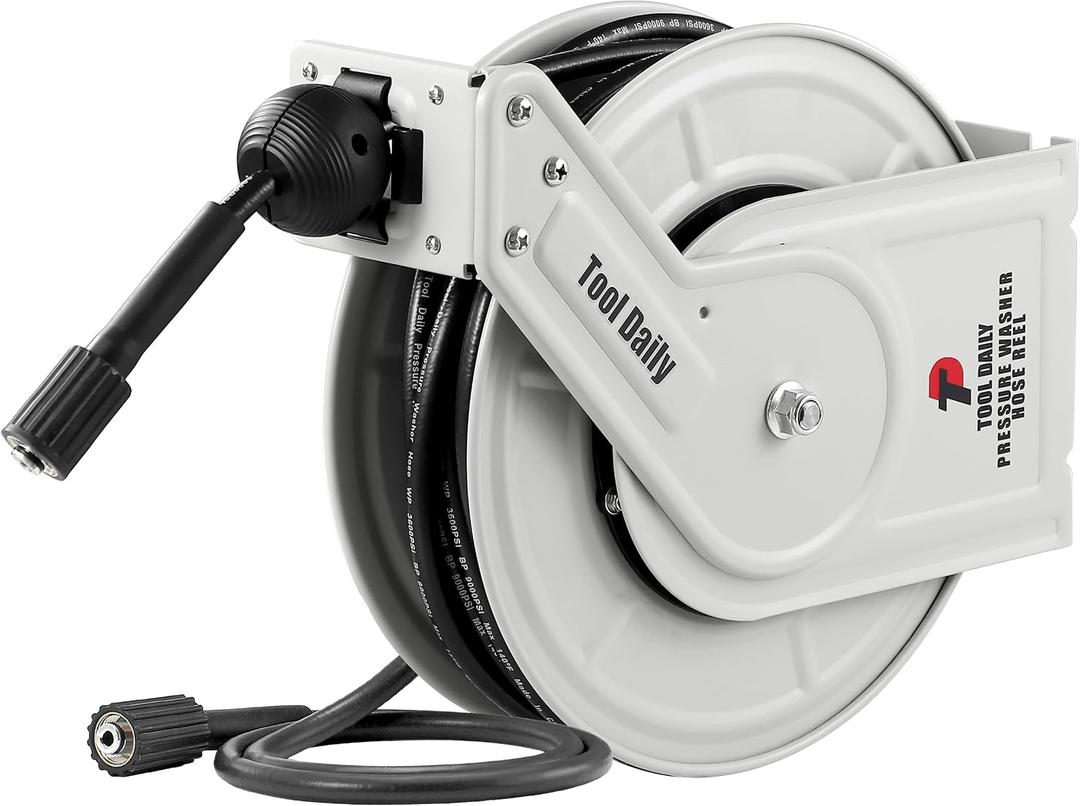Tool Daily Retractable Pressure Washer Hose Reel, 1/4” x 60 FT