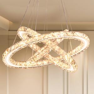 Modern LED Chandeliers Crystal Chandeliers Ceiling Light Three Rings Pendant Light with Acrylic for Bedroom Dinning Room Hallway(Warm White 30/40/50)