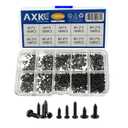 1000PCS Micro Self Tapping Screws Kit (M1/M1.2/M1.4/M1.7) - Phillips Round Head Carbon Steel Black Screws for Electronics & Woodworking