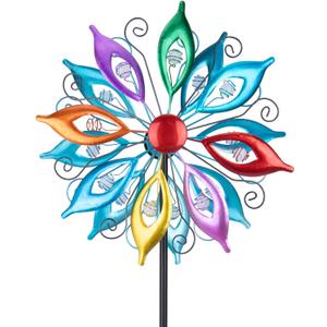MUMTOP Wind Spinners 43.7 Inch Multi-Color Kinetic Sculpture Metal Windmill with Stake for Garden Yard Lawn Outdoor Decor