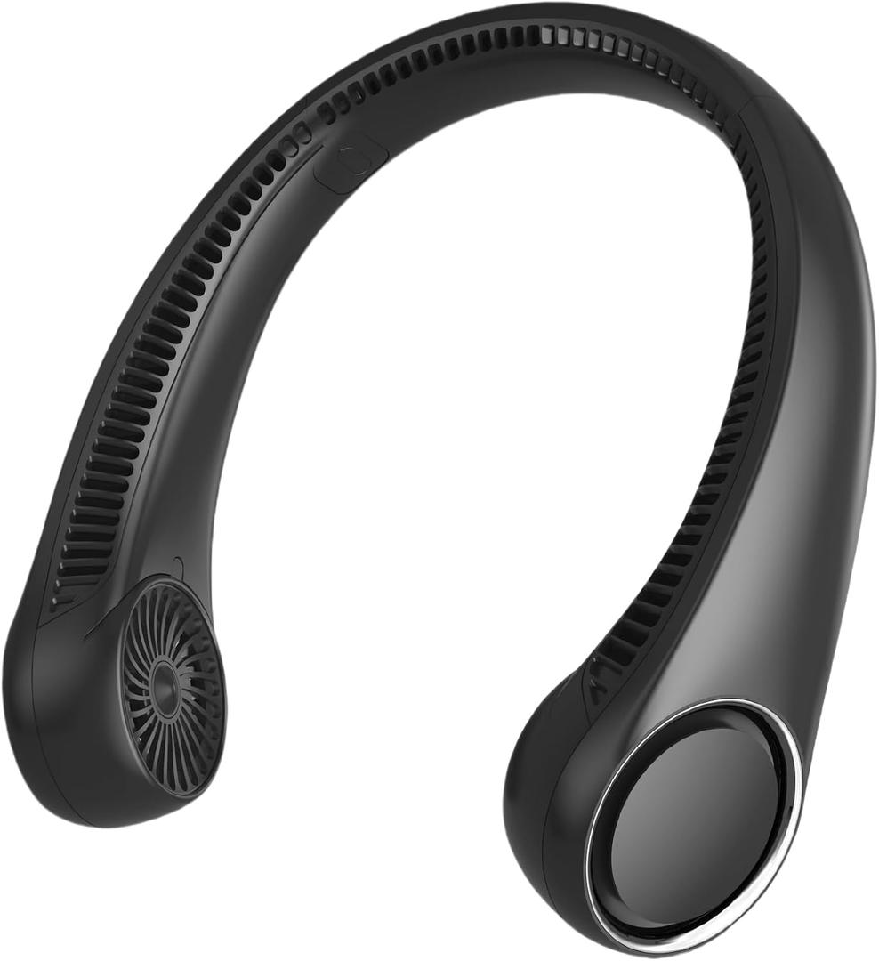 Portable Neck Fan, Hands Free Bladeless, 360 Cooling Personal Fan,Wearable Quiet Fan for Outdoor Indoor, Birthday Gifts for Men Women Mom Dad, 4000mAh Battery USB Rechargeable, 3-Speeds( Black)