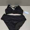 HILINKER High Waisted Bikini - Two Piece Swimsuit Tummy Control Bathing Suit Sexy V Neck Swimwear 2025 (L, All Black)