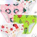 Girls' Underwear,Soft Cotton Tagless Panties for Toddlers' & Little Kids' Comfort,Breathable Briefs,8-Pack (18-24 Months, Stars-bells-candy Cane-polar Bear-christmas Hat-wreath)