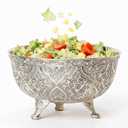 Medieval Silver fruit Bowl, 50 oz Pedestal Bowl For Entertaining，Decorative Bowl For Kitchen Counter Or Table Decor，Vintage salad bowl， Premium Grain Bowls, 7 inchPoke Bowl
