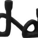 Bloomingville Decorative Resin Double Taper Candle Holder, Black