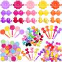 Janinka 72 Pieces Self-Hinge Plastic Hair Clips: 80s 90s Cartoon Colorful Cute Barrettes and Pins for Toddler Girls (Multicolor, Classic)
