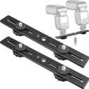 Dual Flash Bracket,Chromlives Dual Tripod Mount Bracket,1/4" Dual Camera Mount Flash Extension Bar,8" Dual Tripod Bracket for Camera,LED Light,DSLR Camera,Tripod,Flash Light(2 Pack)