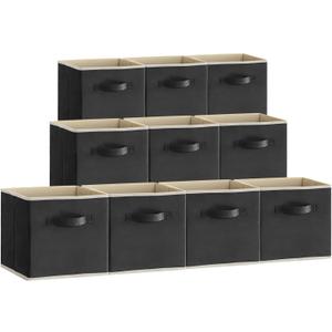 Lifewit Collapsible Storage Cubes, 11 Inch Foldable Fabric Bins, Multi-color Organizers, Decorative Organizing Baskets for Shelves, Closet, Utility Room, Storage Room, Set of 10,Black