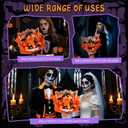 Crochet Flowers Bouquet Halloween Gothic Decor Spooky Indoor with Bats Ghost Pumpkin Scarecrow Fake Forever Flowers Table Decor for Home Decoration, Gothic Gifts for Women and Girls(Gift Card and Bag) (13x11, Orange)