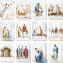 Cholemy 36 Set Nativity Scenes Christmas Cards with Envelopes Jesus Traditional Religious Holy Night Christmas Greeting Cards Nativity Scenes Church Xmas Decoration for Women Family Holiday Gift