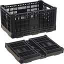 Collapsible Milk Crate, 52L Milk Crates Heavy Duty, Collapsible Storage Crate, Foldable Crates for Car, Trunk, Grocery, Home Storage - Extra Large, Holds 130 lbs (72L Black)