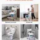 VEVOR Bedside Commode Chair with Wheels, 350 lbs Capacity, 4-in-1 Portable Toilet and Raised Toilet Seat with Padded Seat/Backrest/Flip-up Footrest, Detachable 5L Bucket, Shower Wheelchair for Seniors