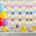 2 x Marspark 8 Pcs Blue Dog with Daisy Party Banner Decorations Paper Garlands Pastel Cartoon Blue Dog Paw Print and Daisy Hanging Garland Banner Puppy Cutouts for Birthday Party Supplies Decor