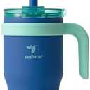 Reduce 14 Oz Coldee Kids Tumbler with Lid and Straw - Coldee Insulated Travel Mug - Spill-Proof, Sweatproof Stainless Steel, BPA-Free - Includes Handle, Reusable Silicone Straw - Nautical Mist