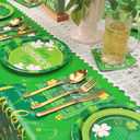 St. Patrick's Shamrock Party Supplies, Irish Clover Themed Disposable Plates Napkins and Tablecloth Tableware Set for Irish Shamrock and Roll Party Happy Saint Patricks Party Decorations, Serve 25