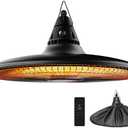 Hanging Heater, 1500W Outdoor Electric Patio Ceiling Heater with Remote Control, Infrared for Courtyard, Garage, Patio, Overheat & Tip-Over Protection, Waterproof, Black