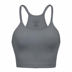 Crop Tank Tops for Women Ribbed Seamless Racerback Tank Top No Pad Camisole Tops for Yoga Gym Workout (Medium-Large, Grey)